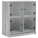 skab med glaslåger 68x37x75,5 cm grå sonoma-eg