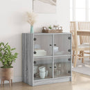 skab med glaslåger 68x37x75,5 cm grå sonoma-eg