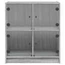 skab med glaslåger 68x37x75,5 cm grå sonoma-eg