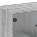 skab med glaslåger 68x37x75,5 cm grå sonoma-eg