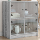 skab med glaslåger 68x37x75,5 cm grå sonoma-eg