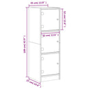 skab med glaslåger 35x37x109 cm hvid