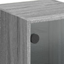 skab med glaslåger 35x37x109 cm grå sonoma-eg