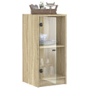 skab med glaslåger 35x37x75,5 cm sonoma-eg