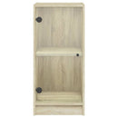 skab med glaslåger 35x37x75,5 cm sonoma-eg