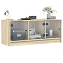 skab med glaslåger 102x37x42 cm sonoma-eg