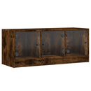 skab med glaslåger 102x37x42 cm røget egetræsfarve