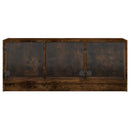 skab med glaslåger 102x37x42 cm røget egetræsfarve