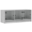 skab med glaslåger 102x37x42 cm grå sonoma-eg