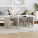 sofabord med glaslåger 102x50x42 cm betongrå