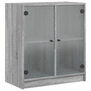 skab med glaslåger 68x37x75,5 cm grå sonoma-eg
