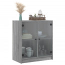 skab med glaslåger 68x37x75,5 cm grå sonoma-eg