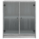 skab med glaslåger 68x37x75,5 cm grå sonoma-eg