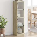 skab med glaslåger 35x37x142 cm sonoma-eg