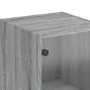 skab med glaslåger 35x37x142 cm grå sonoma-eg