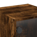 sengeborde 2 stk. med glaslåger 35x37x35 cm røget egetræsfarve