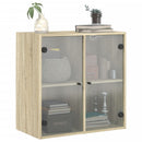 skab med glaslåger 68x37x68,5 cm sonoma-eg