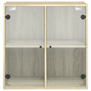 skab med glaslåger 68x37x68,5 cm sonoma-eg