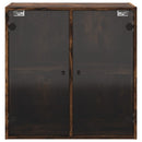 skab med glaslåger 68x37x68,5 cm røget egetræsfarve