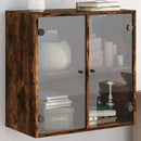 skab med glaslåger 68x37x68,5 cm røget egetræsfarve