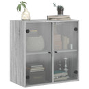 skab med glaslåger 68x37x68,5 cm grå sonoma-eg