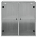 skab med glaslåger 68x37x68,5 cm grå sonoma-eg