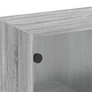 skab med glaslåger 68x37x68,5 cm grå sonoma-eg