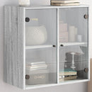 skab med glaslåger 68x37x68,5 cm grå sonoma-eg