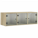 skab med glaslåger 102x37x35 cm sonoma-eg