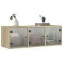 skab med glaslåger 102x37x35 cm sonoma-eg