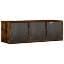 skab med glaslåger 102x37x35 cm røget egetræsfarve