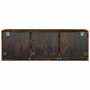 skab med glaslåger 102x37x35 cm røget egetræsfarve