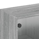 skab med glaslåger 102x37x35 cm grå sonoma-eg