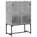 skab med glaslåger 69x37x100 cm betongrå