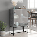 skab med glaslåger 69x37x100 cm betongrå