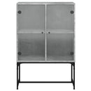 skab med glaslåger 69x37x100 cm betongrå