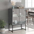 skab med glaslåger 69x37x100 cm grå sonoma-eg