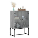 skab med glaslåger 69x37x100 cm grå sonoma-eg