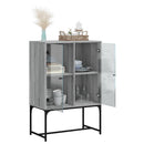skab med glaslåger 69x37x100 cm grå sonoma-eg