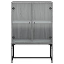 skab med glaslåger 69x37x100 cm grå sonoma-eg
