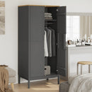 klædeskab FLORO 77x53x171 cm massivt fyrretræ grå