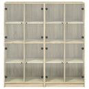 bogreol med låger 136x37x142 cm konstrueret træ sonoma-eg