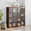 bogreol med låger 136x37x142 cm konstrueret træ røget egetræ