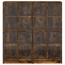 bogreol med låger 136x37x142 cm konstrueret træ røget egetræ