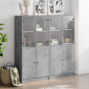 bogreol med låger 136x37x142 cm konstrueret træ betongrå
