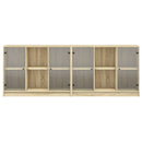 bogreol med låger 204x37x75 cm konstrueret træ sonoma-eg