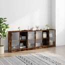 bogreol med låger 204x37x75 cm konstrueret træ røget egetræ