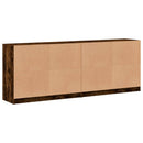 bogreol med låger 204x37x75 cm konstrueret træ røget egetræ