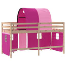 højseng med tunnel 90x190 cm massivt fyrretræ pink