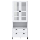 vitrineskab VIKEN 80x40x200 cm massivt fyrretræ hvid